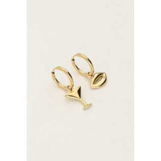 My Jewellery Oorringen met cocktail en lippen bedels