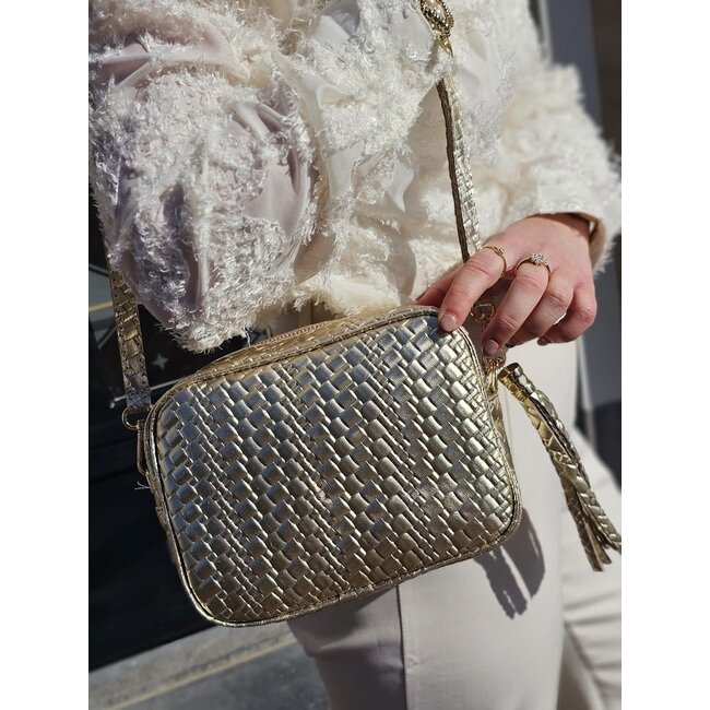 Lederen handtas metallic - Goud