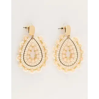 My Jewellery Ovale oorhangers met kralen - Beige