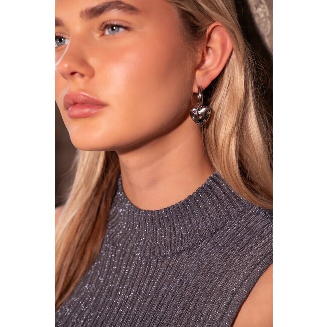 Universe oorringen met hart bedel met gekleurde steentjes