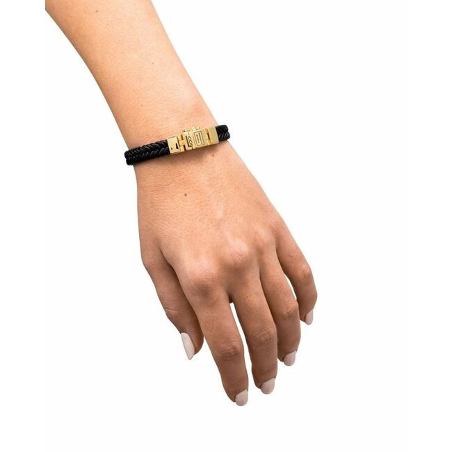 Armband Barbara Leather Black Verguld