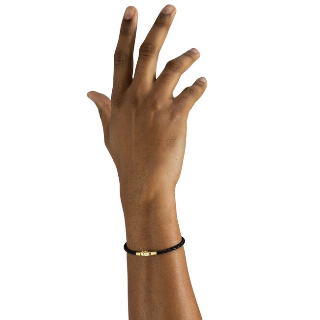 Armband George Mini Leather Black Verguld