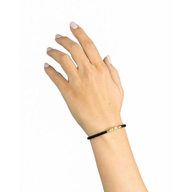 Armband George Mini Leather Black Verguld