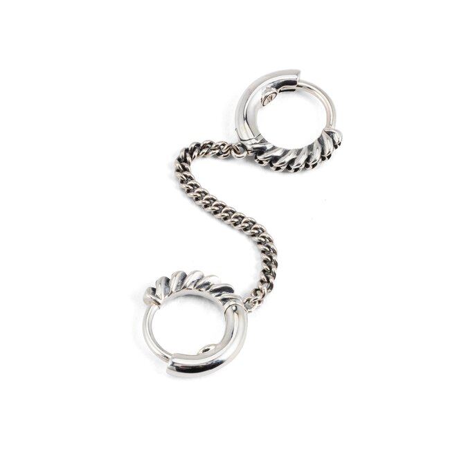 Oorknopje Nathalie Double Linked Hoops Zilver Single Piece