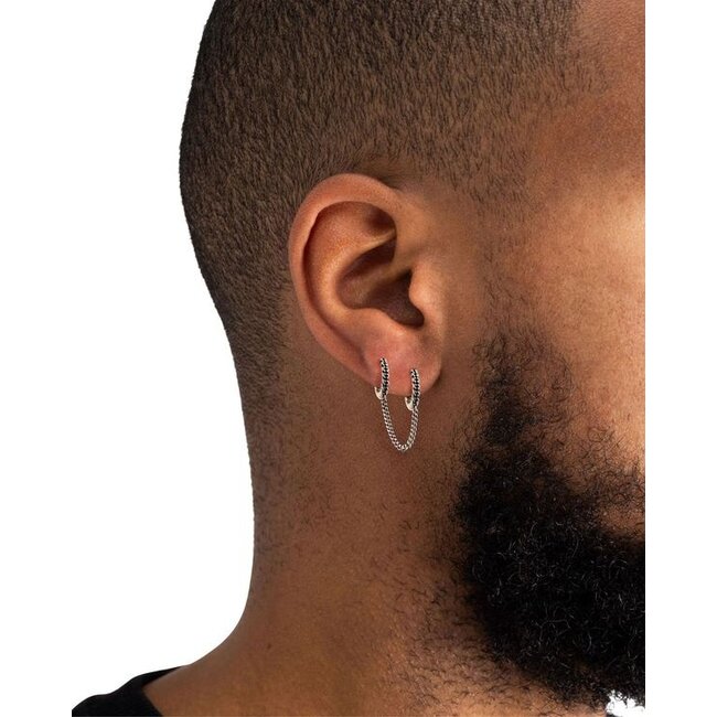 Oorknopje Nathalie Double Linked Hoops Zilver Single Piece