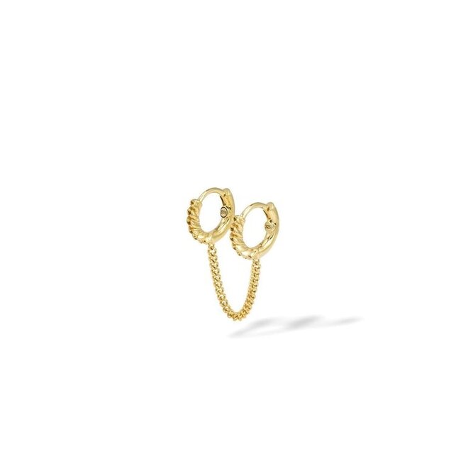 Oorknopje Nathalie Double Linked Hoops Verguld Single Piece
