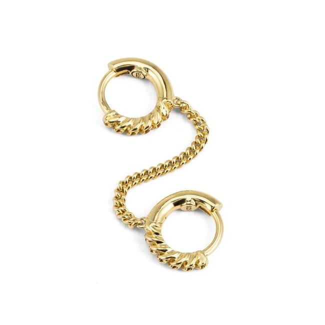 Oorknopje Nathalie Double Linked Hoops Verguld Single Piece
