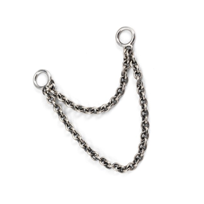 Oorbel Double Chain Connector Zilver Single Piece