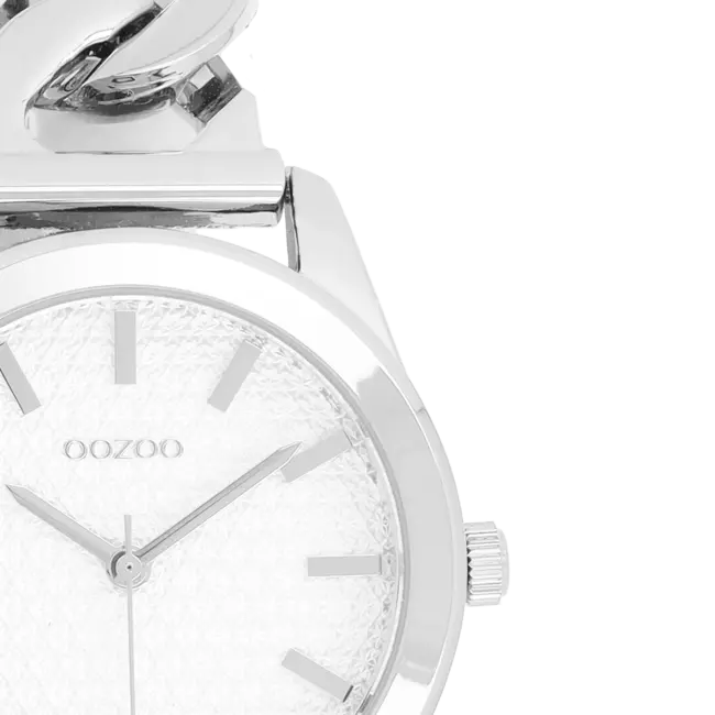 Wit dameshorloge met kleine schakel - Zilverkleurig