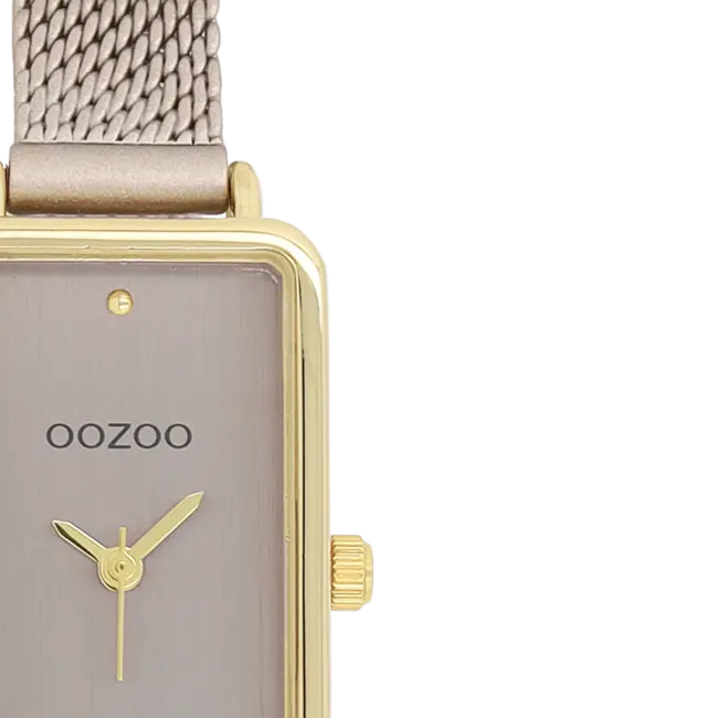 Goudkleurig horloge met een taupekleurige band