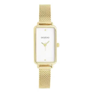 Oozoo Goudkleurig horloge met een metalen mesh armband.