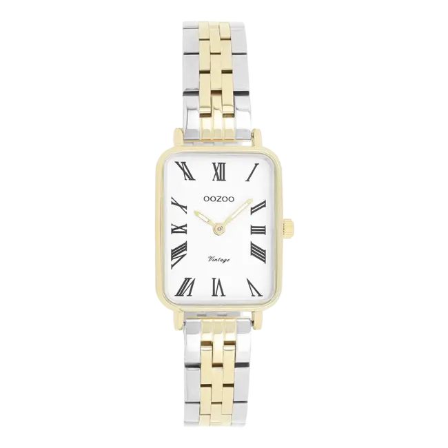 Duocolor horloge met metalen armband