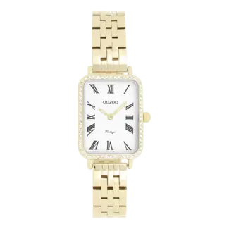 Oozoo Goudkleurig horloge met metalen armband en zirkonia
