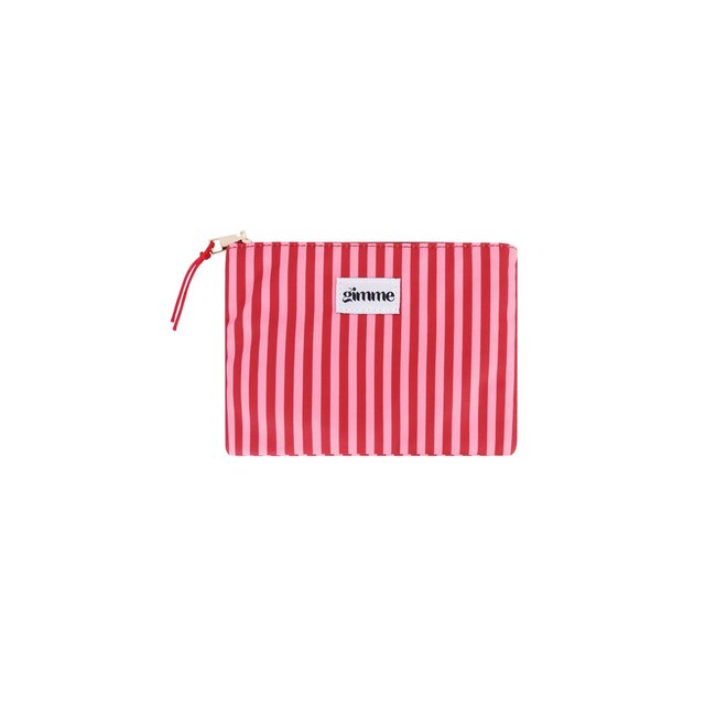 Plat toilettasje dunne streep - Roze rood