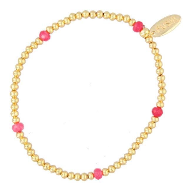 Armband 3mm 14krt en facet donut red jade