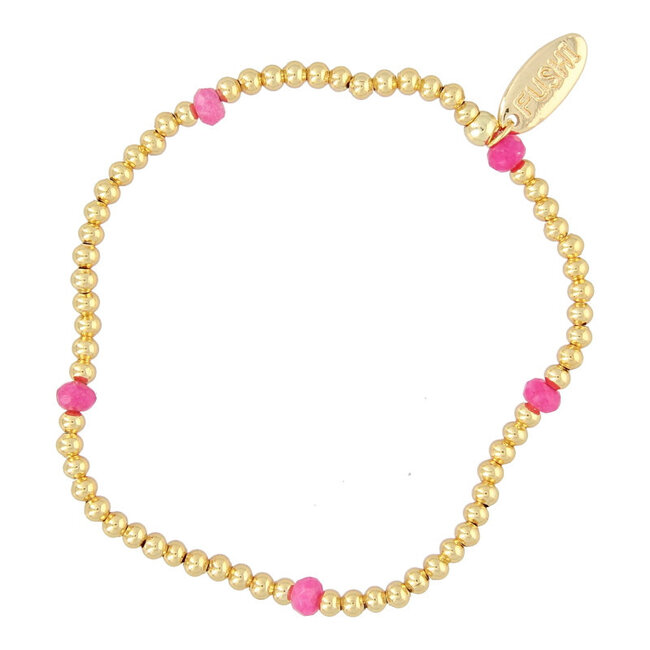 Armband 3mm 14krt en facet donut rose pink jade