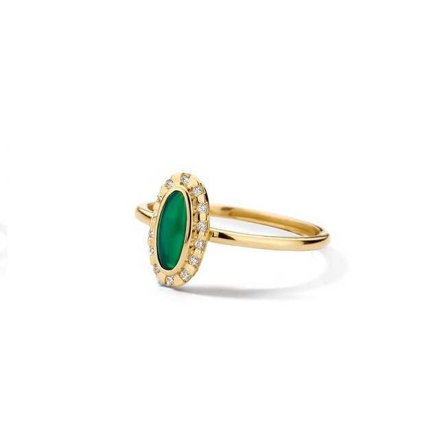 Ring 1266YGA - Geelgoud (14k) met Groene Agaat