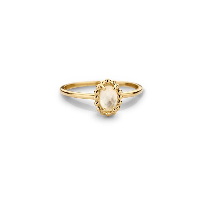 Ring 1272YMQ - Geelgoud (14k) met Mother of Pearl en Rock Crystal