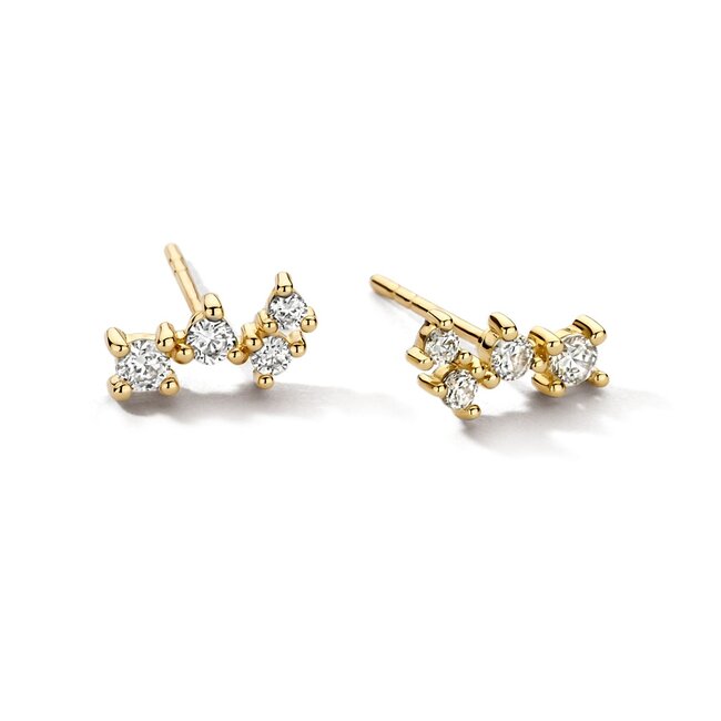 Oorknoppen 7373YZI - Geelgoud (14k) met Zirconia