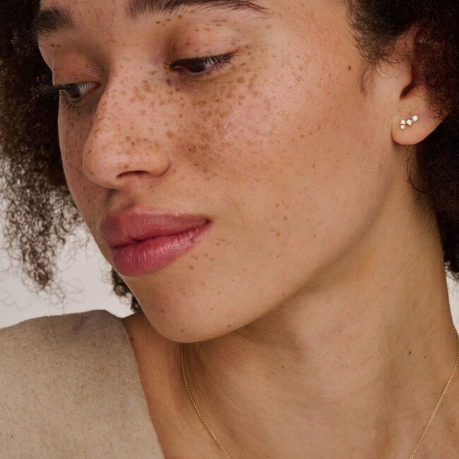 Oorknoppen 7373YZI - Geelgoud (14k) met Zirconia