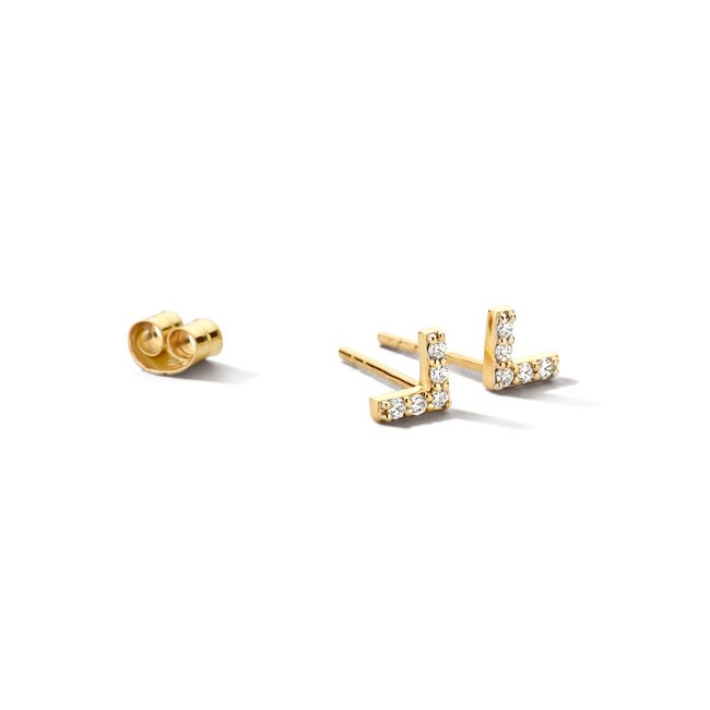 Oorknoppen 7374YZI - Geelgoud (14k) met Zirconia