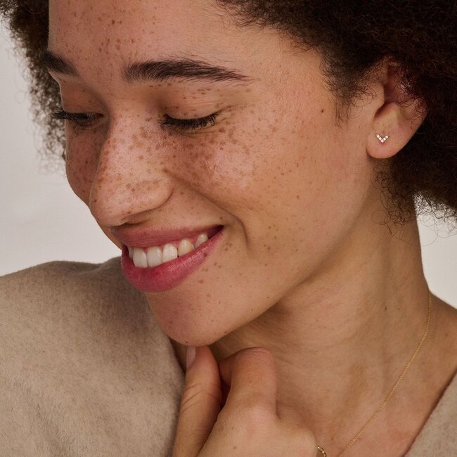 Oorknoppen 7374YZI - Geelgoud (14k) met Zirconia