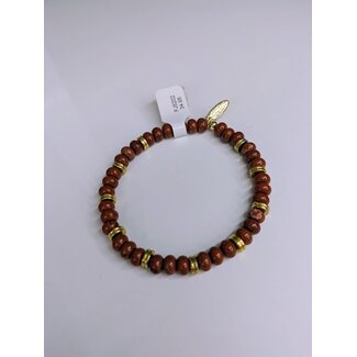 Fushi Amsterdam Armband - Donut Kralen Roestbruin Goudkleurig