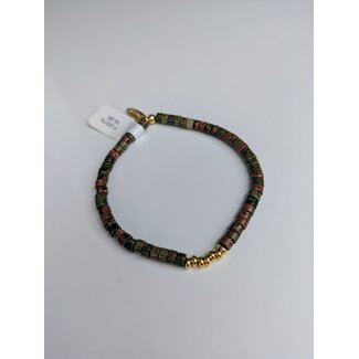 Fushi Amsterdam Armband - Platte kralen Groen Roestbruin