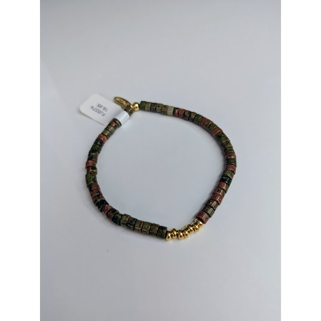 Armband - Platte kralen Groen Roestbruin