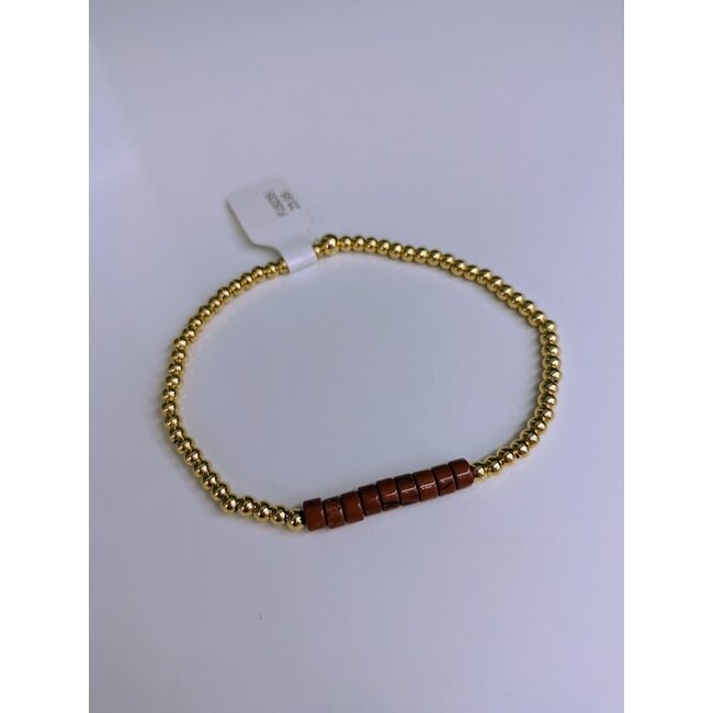 Armband - Platte kralen Roestbruin