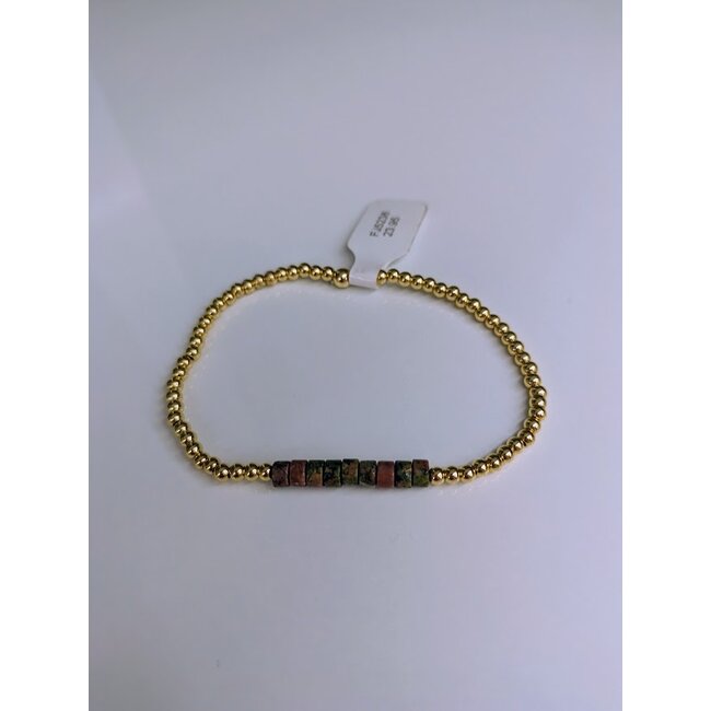 Armband - Platte kralen Groen Roestbruin