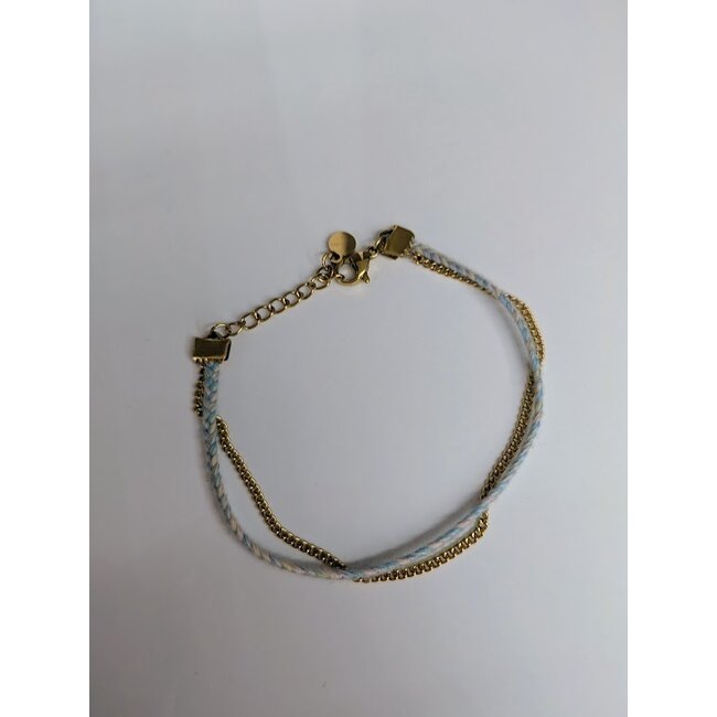 Dubbele armband met blauw touwtje