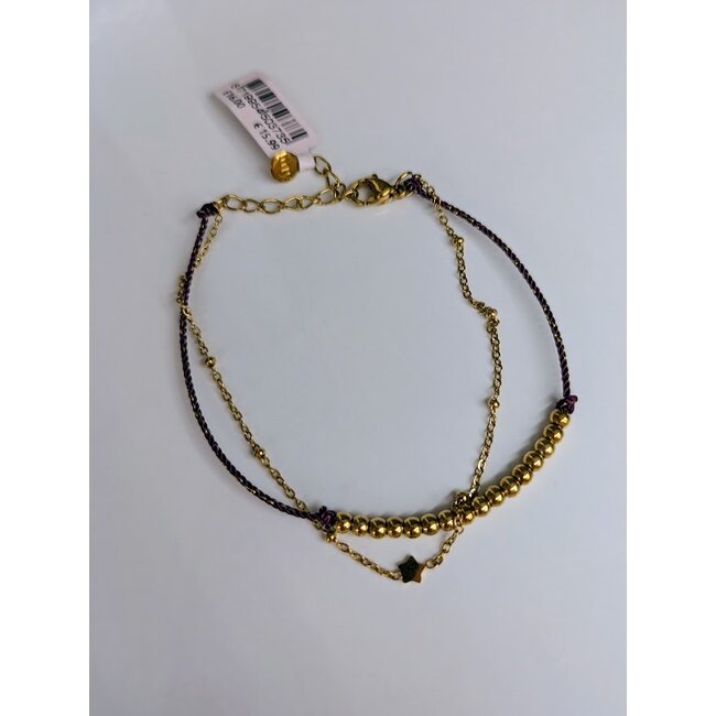 Dubbele armband met een paars touwtje