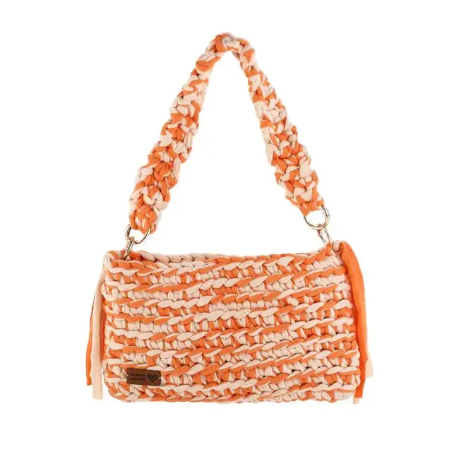 Handmade gevlochten tasje - Oranje