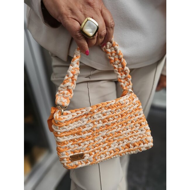 Handmade gevlochten tasje - Oranje