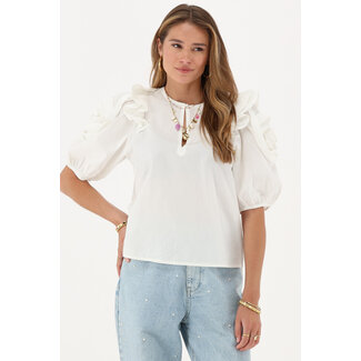 My Jewellery Witte top met bloemen op de mouwen