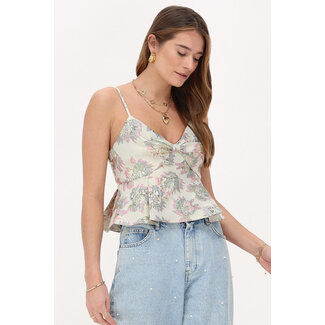 My Jewellery Beige jacquard bloemen top - Maat S
