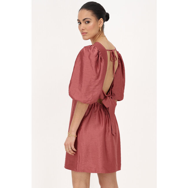 Roze jurk met strikjes satijnen look - Maat L