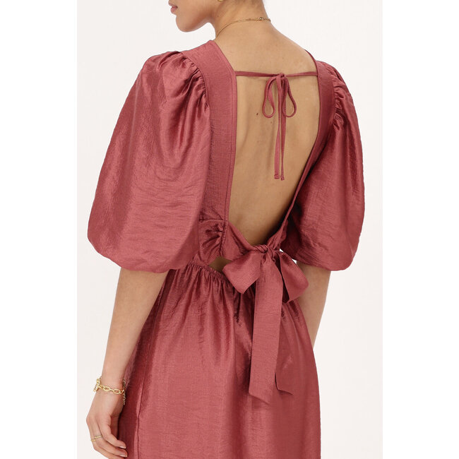 Roze jurk met strikjes satijnen look - Maat L