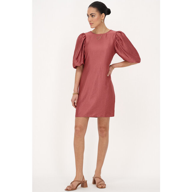 Roze jurk met strikjes satijnen look - Maat L