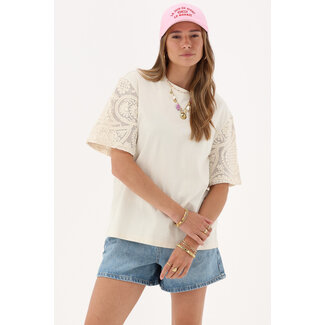 My Jewellery Beige T-shirt met embroidery mouwen