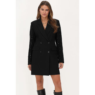 My Jewellery Zwarte blazer jurk met pailletten mouwen