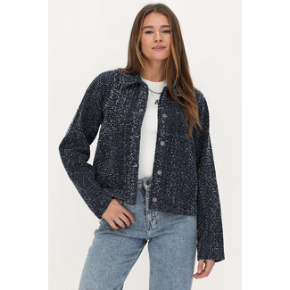 My Jewellery Donkerblauw bouclé denim jasje