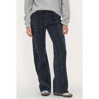 My Jewellery Donkerblauwe bouclé wide leg jeans