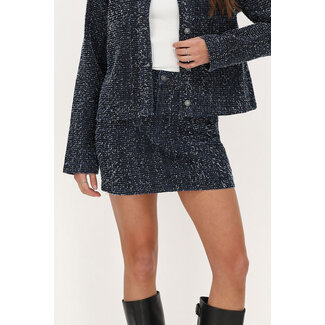 My Jewellery Donkerblauwe bouclé denim rok