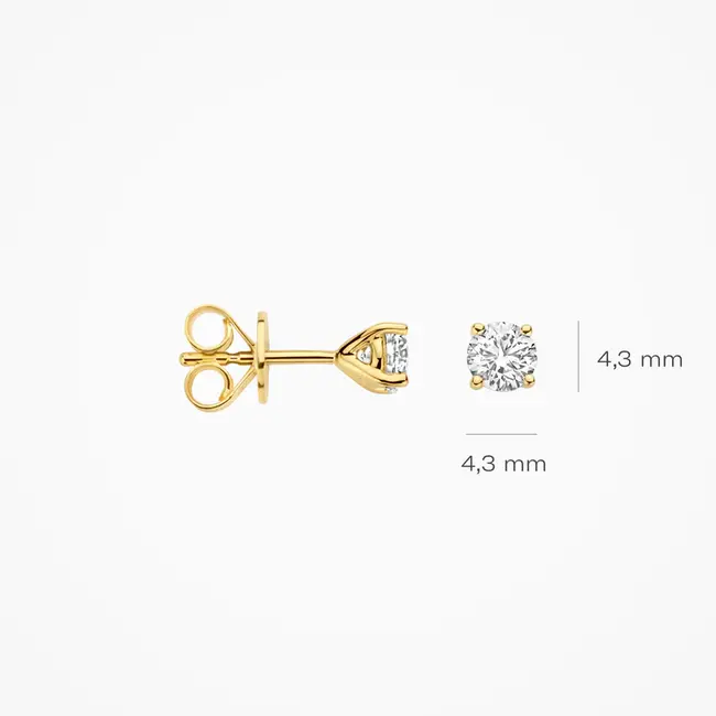 Lab diamonds oorstekers LG7002Y - 14k Geelgoud