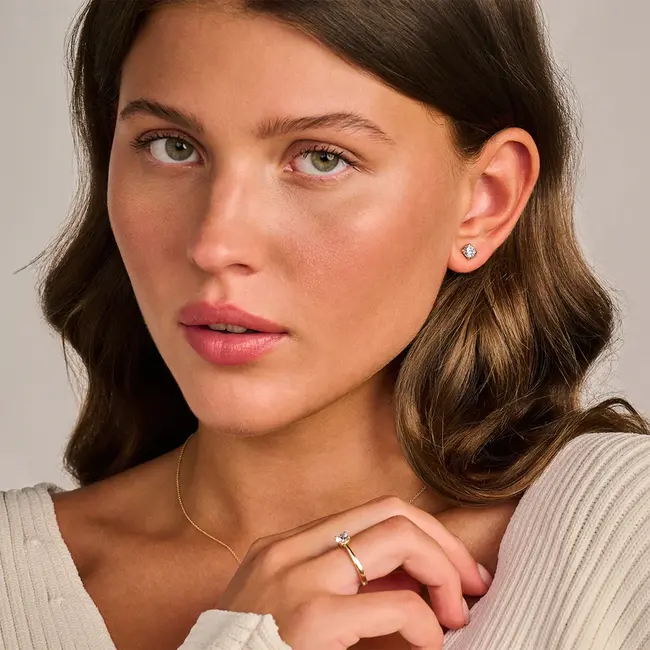 Lab diamonds oorstekers LG7003Y - 14k Geelgoud