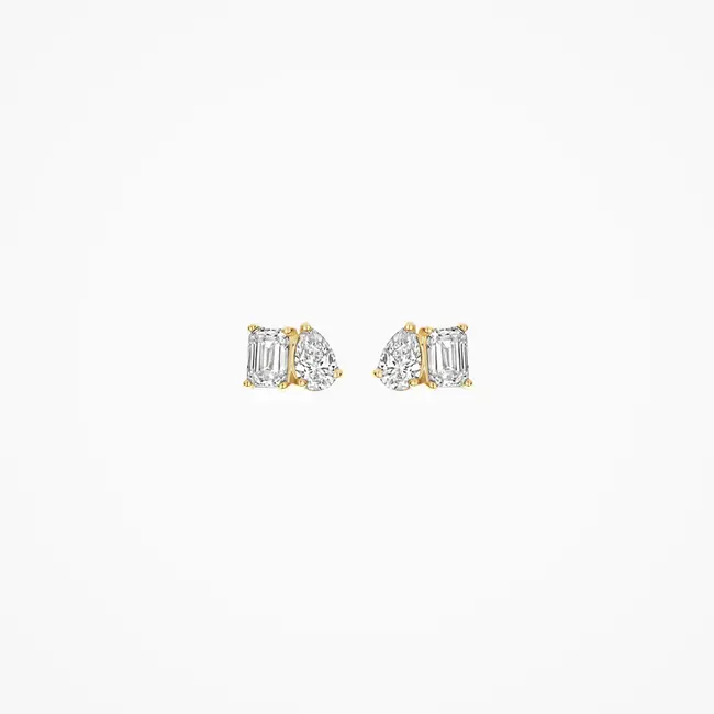 Lab diamonds oorstekers LG7027Y - 14k Goud