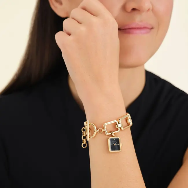 Dameshorloge Octagon Chain Black