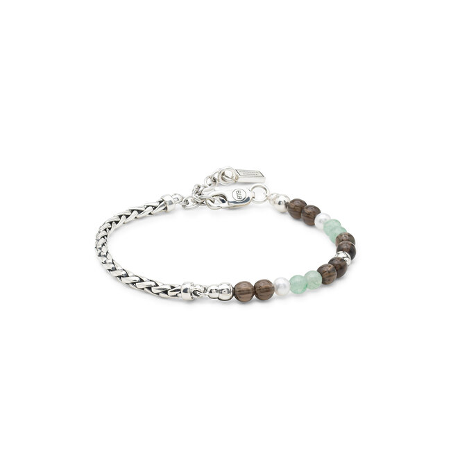 Stacking Armband Spirit Bead Zilver Aventurine Smokey Quartz